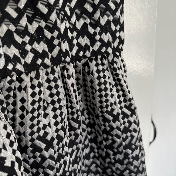 Cynthia Rowley Fit and Flare Metallic Silver Black Dress Size 10 - Picture 3 of 6